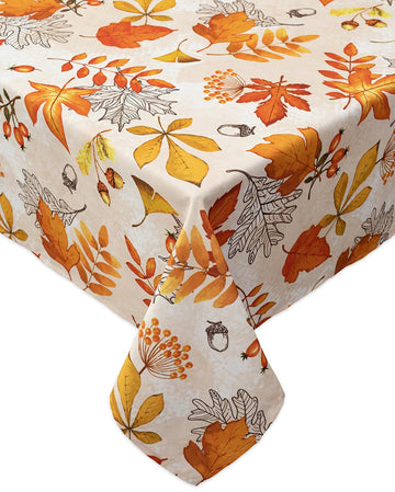 Fall Thanksgiving Tabletop Collection Dining Decoration Parties Harvest, Fall Leaves, Tablecloth, 52 x 52 Square
