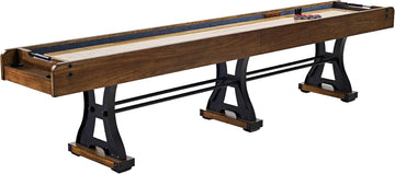 12' Coventry Scratch-Resistant Shuffleboard Table | 12ft industrial-style shuffleboard, scratch-resistant playfield