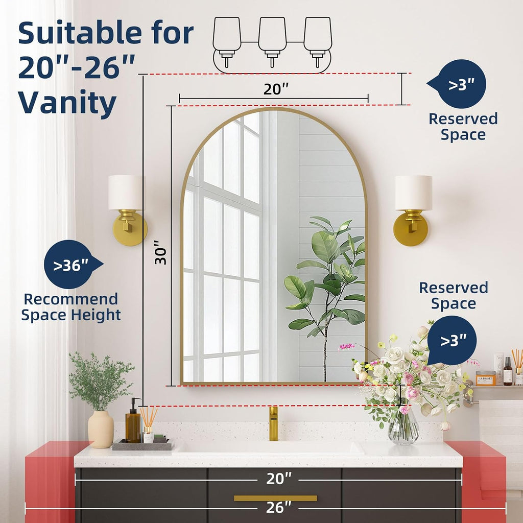 Medicine Cabinets, Gold Arched Medicine Cabinet Recessed or Surface Wall-Mounted,Modern Bathroom Vanity Mirror with