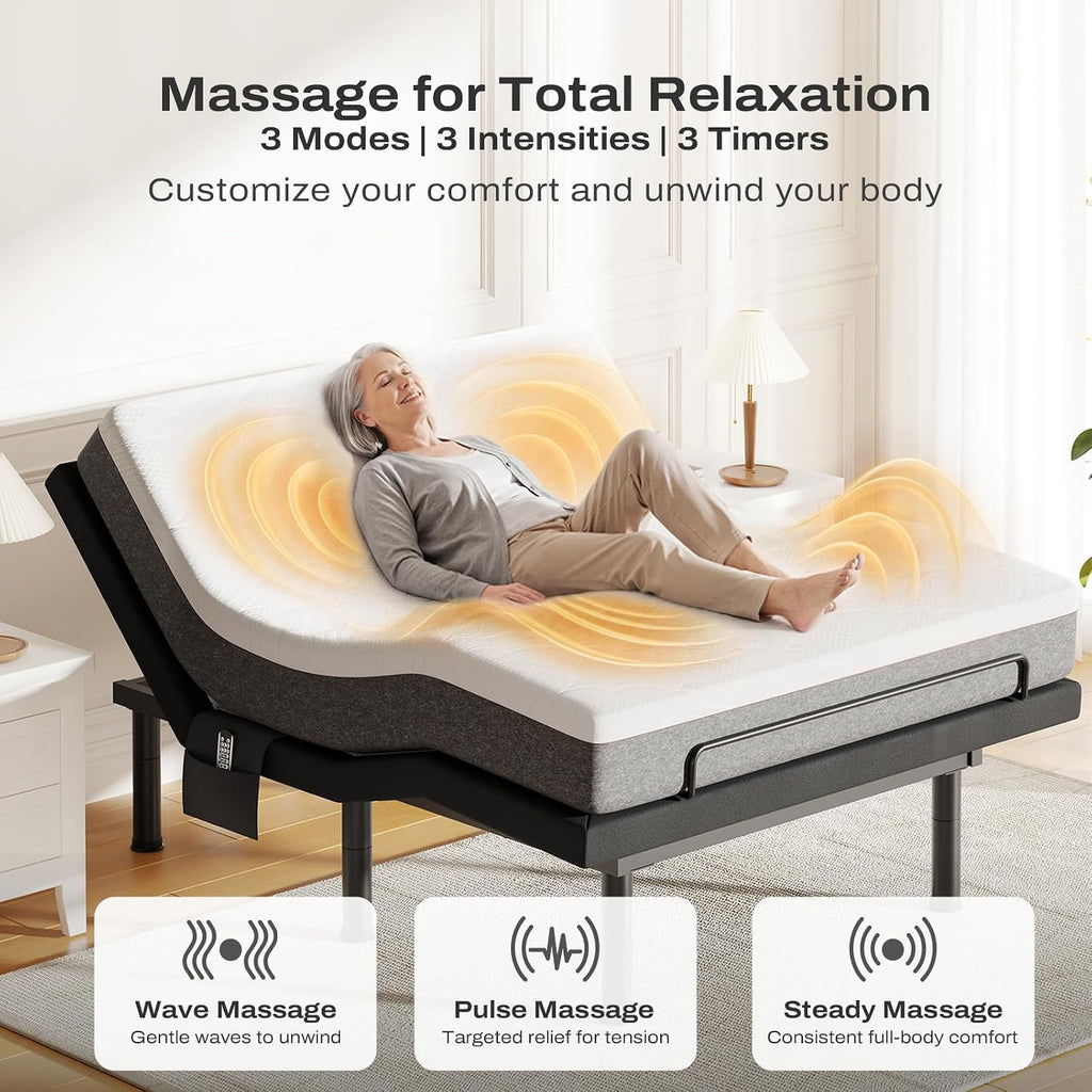 Split King Adjustable Bed Frame with Massage and Head & Foot Incline