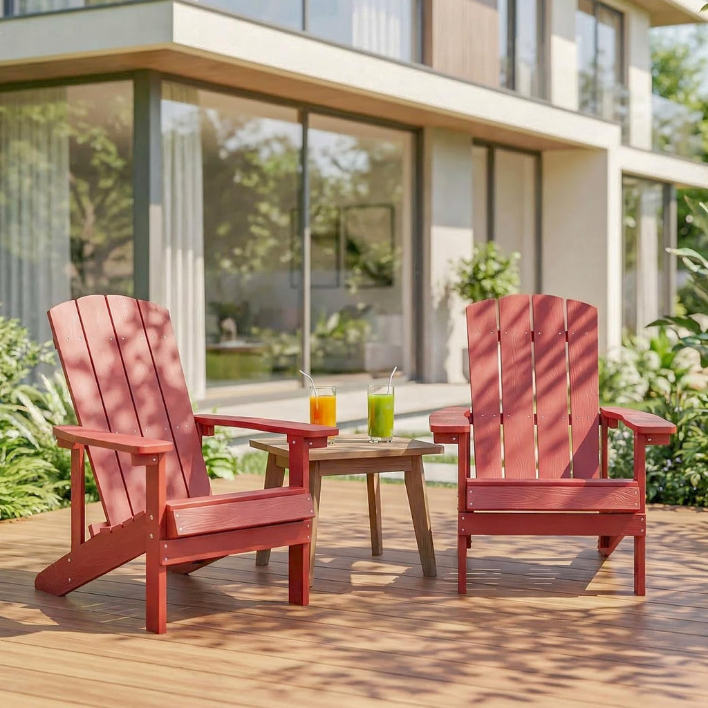 Adirondack Chairs Set of 2, Weather-Resistant Patio Chair with Wide Armrests & High Backrest, Fire Pit Chair, Lawn