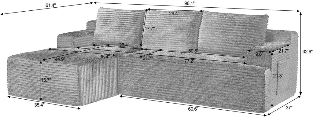 Cloud Couch Sectional, Modular L Shaped Boneless Sofa