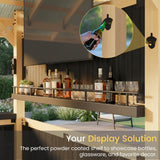 9.5' x 6.4' Outdoor Wooden Gazebo Bar Set with Galvanized Steel Roof, 3 Bar Tops, Power Strip & TV Hook