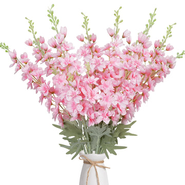 8PCS Pink Artificial Flower Bulk 34.6'' Long Stem Pink Silk Flowers