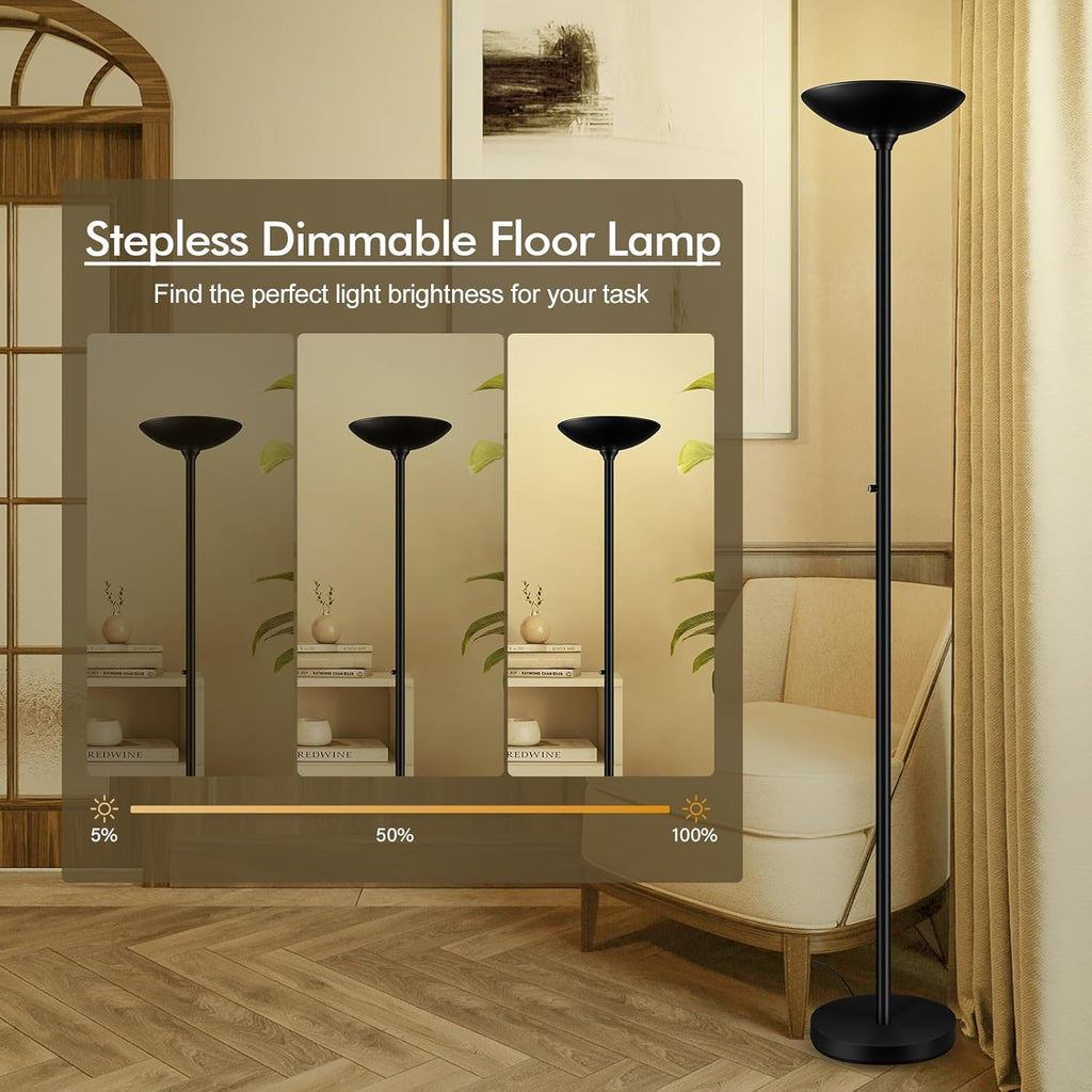 30W Torchiere Floor Lamp - 3600LM Super Bright LED Floor Lamp