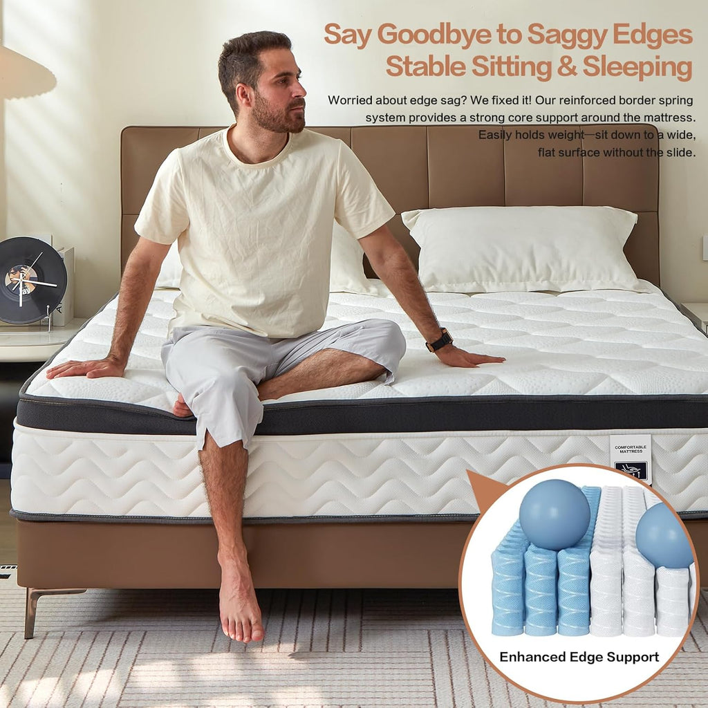 12 Inch Full Size Mattress, Hybrid Bed Mattress in a Box, 75" x 54" | Memory Foam Hybrid, Back Support & Pressure