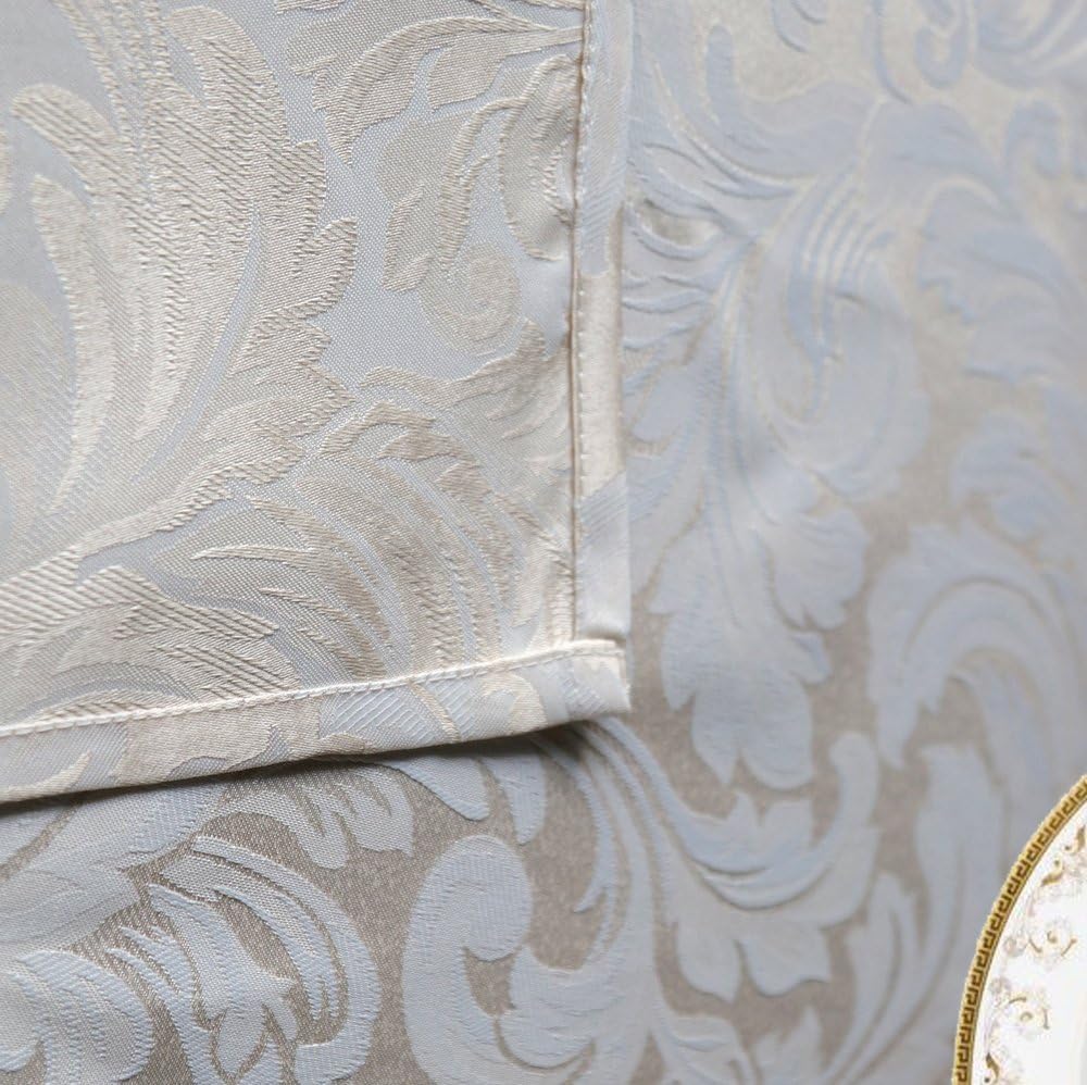 Heavy Duty 60 X 120 inch Rectangular Damask Jacquard Tablecloth Table Cover - Waterproof/Spill Proof