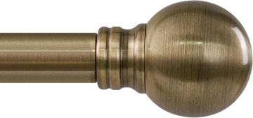 Antique Bronze Curtain Rods for Windows 1" Diameter Adjustable Heavy Duty Brass Window Curtain Rod