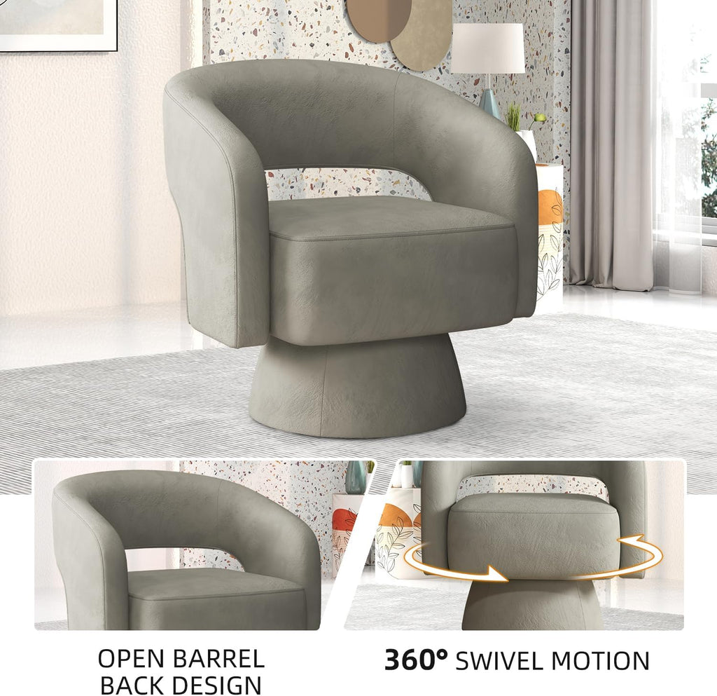 Swivel Barrel Chair Set of 2, Swivel Accent Chair with Thickened Soft Cushion, Modern Chair with Velvet, Comfy Round