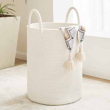 Woven Laundry Hamper, 58L Tall Blanket Storage