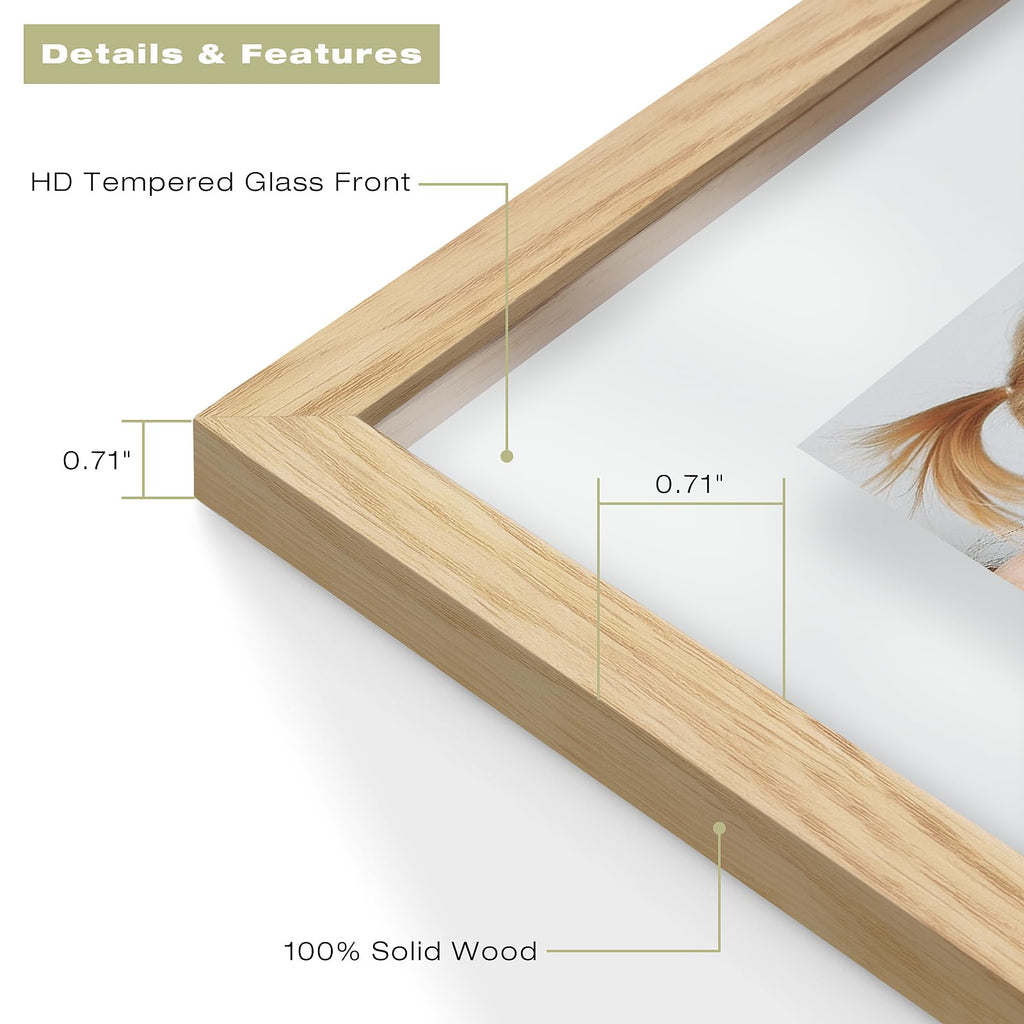 16x20 Floating Picture Frame - Natural Wood Solid Wood for Pressed Flower