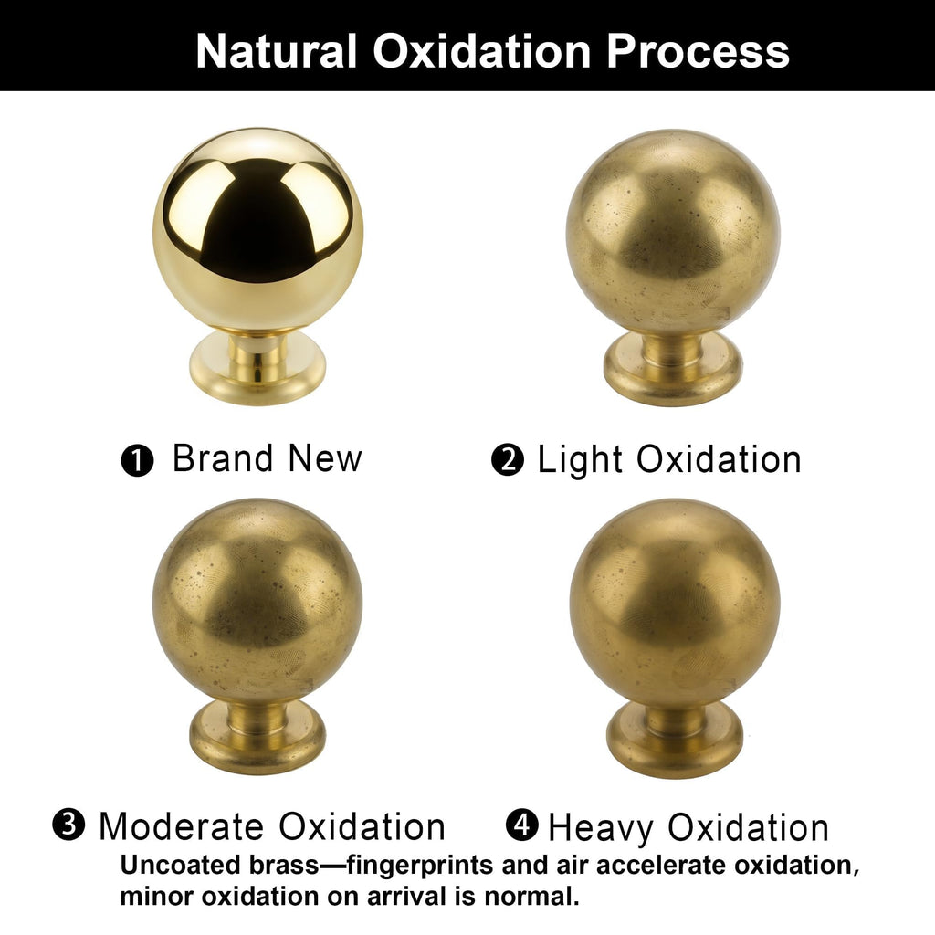 Unlacquered Brass Cabinet Knobs, Solid Brass 1-1/8 Inch