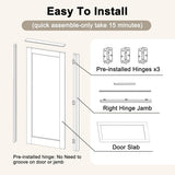 32" x 80" Prehung Door 5-Lite Tempered Frosted Glass Slab Doors with Jamb Kit, Solid Core MDF Interior Door for