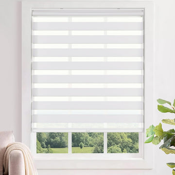 No Tools No Drill Cordless Zebra Blinds 27x72, White