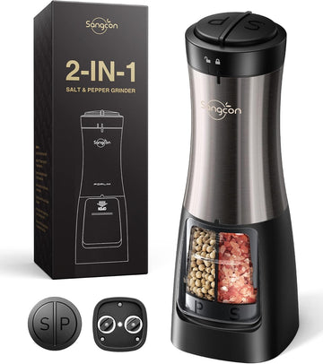 2-in-1 Automatic Electric Salt and Pepper Grinder with LED Light