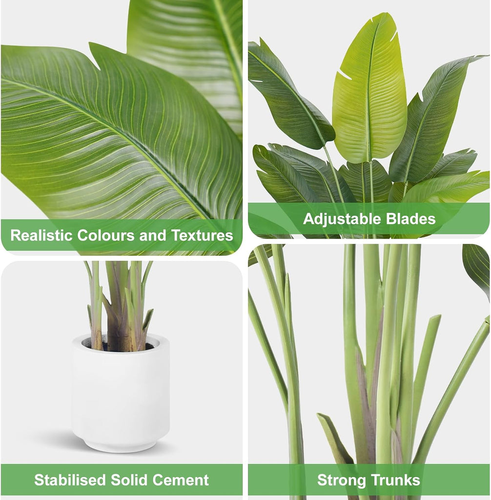 Bird of Paradise Plant 7.5Ft Tall Fake Tropical Palm Tree Large Fake Plants with 18 Silk Banana Leaves Faux Plant