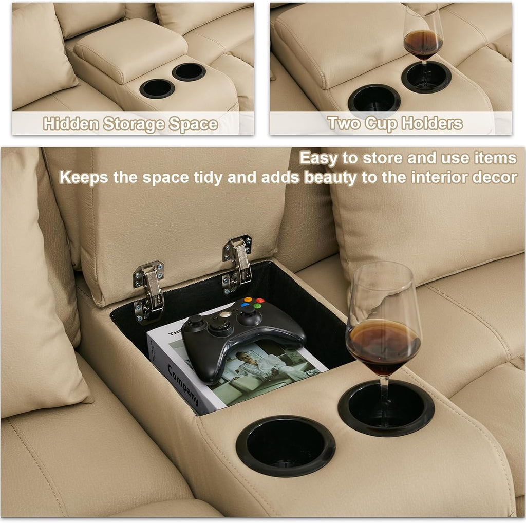 65.5" RV Loveseat Recliner Double Recliner RV Sofa & Console | Wall Hugger Loveseat Reclining RV | RV Theater