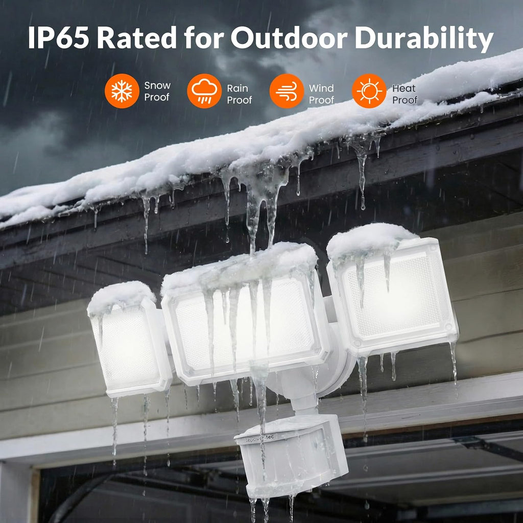 LED Security Light 240° Dual PIR 100 FT Motion Sensor Outdoor | 7000LM Adjustable Brightness, Hardwired Flood Light