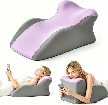 SmileQueen Memory Foam Wedge Pillow for Reading, Legs, Back Support | Purple Wedge Cushion for Bed Rest, TV, Reading