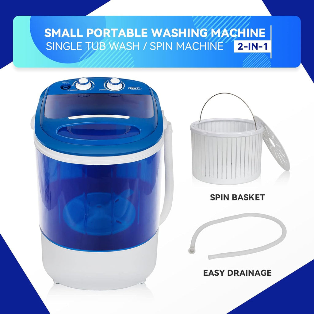 Portable Mini Washing Machine 8 lbs Washing Capacity Semi-Automatic Compact Washer Spinner Small Cloth Washer Laundry