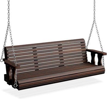 2026 Upgraded 5 FT Wooden Porch Swing, 880 LBS Heavy Duty, Rustic | 2026 Upgraded Design; Heavy-Duty Wooden Swing;