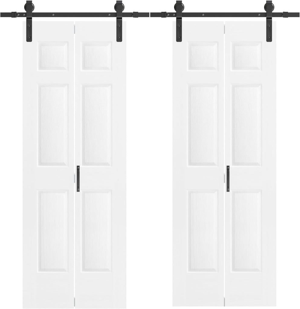Bifold Barn Door 60" x 84", 6-Panel Sliding Barn Doors with Hardware Kit Set, Pre-drilled Closet Doo