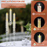 1 Set 5 Arm Acrylic Candle Holder with Candles, Mjkeomo 27'' Tall Table Candelabra, Complete Centerpiece Set for