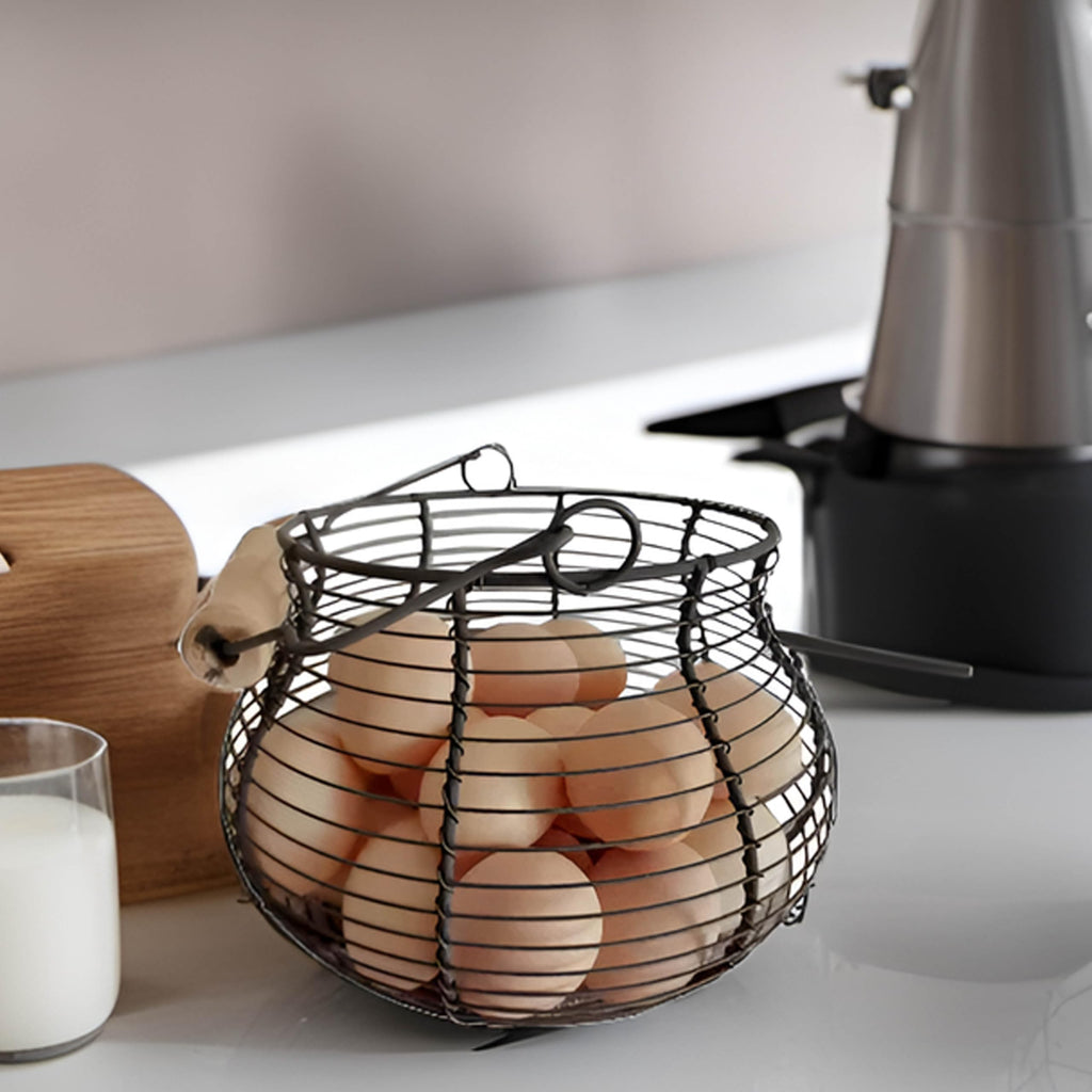 Farmhouse Wire Egg Baskets for Gathering Fresh Egg With Handle