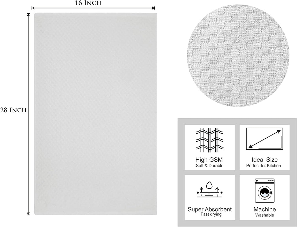 Amazing Kitchen Towel - 12 Pack 100% Cotton Waffle Terry Towel | White - 16x28 inch Euro Café Waffle Weave Dish
