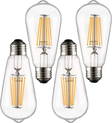 Dusk to Dawn ST19 LED Edison Bulbs 6W Soft White 2700K 4 Pack