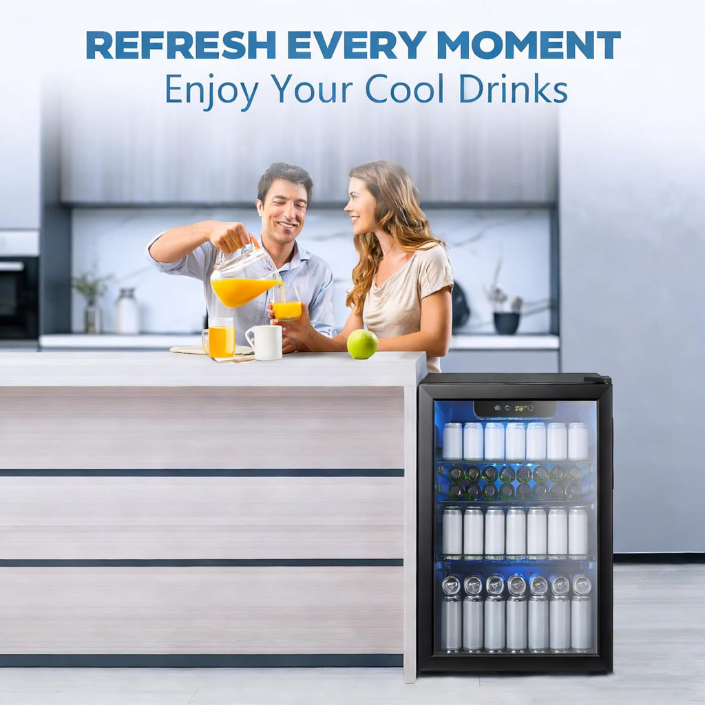 95 Cans Beverage Refrigerator, 26 Bottle Mini Fridge