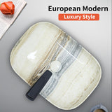18.3"×13" Marbling Rectangle Bathroom Vessel Sink with Pop Up Drain,Nordic Ceramic Vessel Sinks,Bathroom Sinks