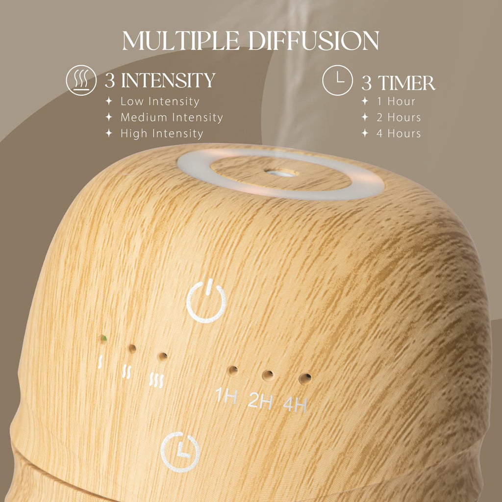 Waterless Essential Oil Diffuser, Rechargeable & Wireless Aromatherapy Diffuser, Portable Air Diffuser with Time