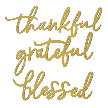 Thankful Grateful Blessed Letter Sign Metal Wall Decor, 3 Piece Gold Letters Wall Art Bedroom Metal Words Wall Decor