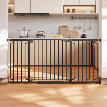 36.6-64 in Extra Wide Baby Gate for Stairs, Dog Gate Indoor, Black