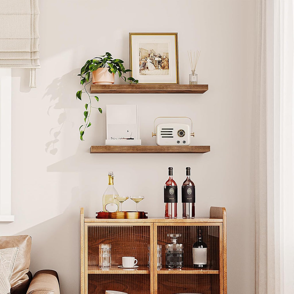 Floating Shelves for Wall, Wall Mounted Shelf Set of 2, 31.5" Hanging Shelf with Invisible Brackets, for Wall Storage