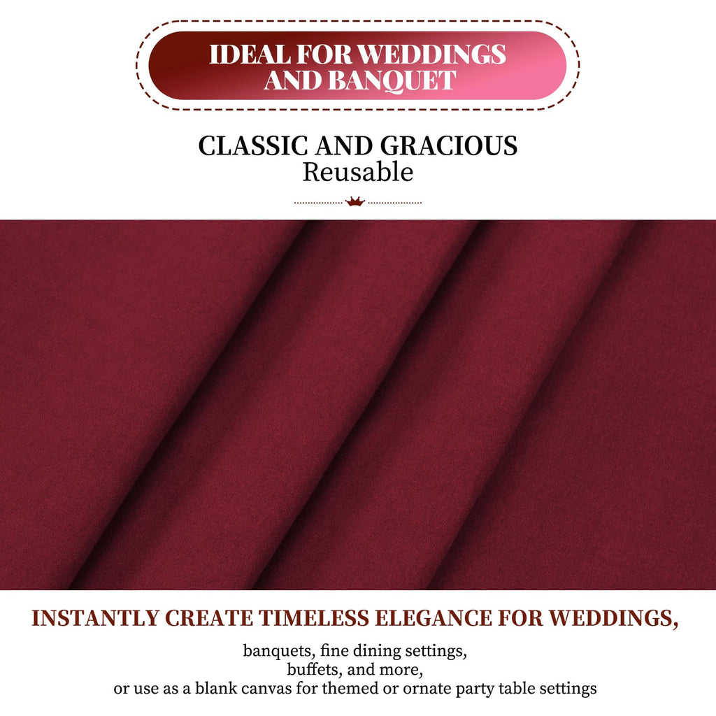 10 Packs Burgundy Round Tablecloth - 90 Inch, Polyester