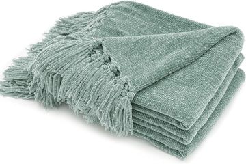Throw Blanket Soft Cozy Chenille Throw Blanket with Fringe Tassel, 50'' x 60'')