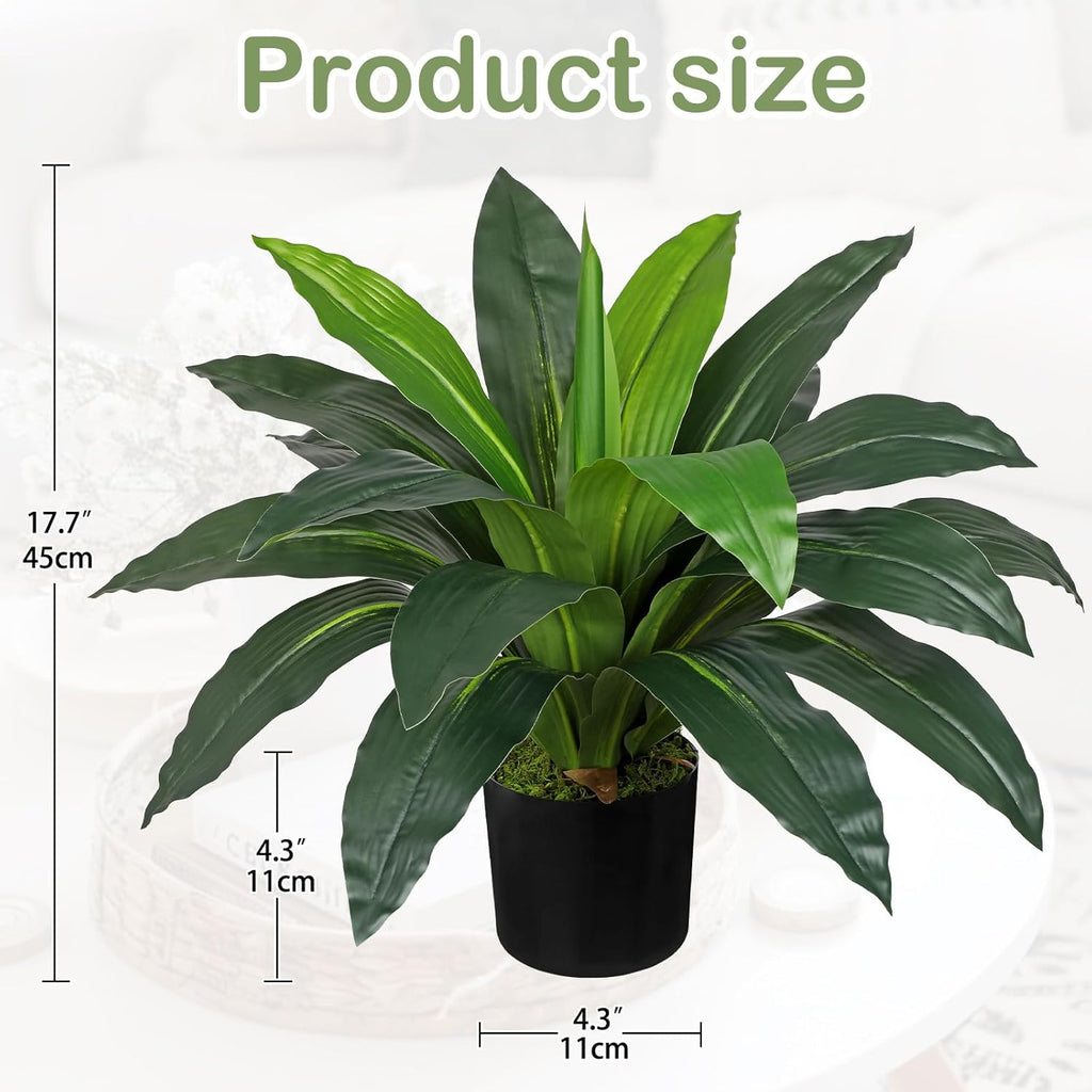Faux Plants 17'' Dracaena Artificial Plants Indoor Yucca Fake Potted Plant with 19 Leaves Tropical Silk Plant Living