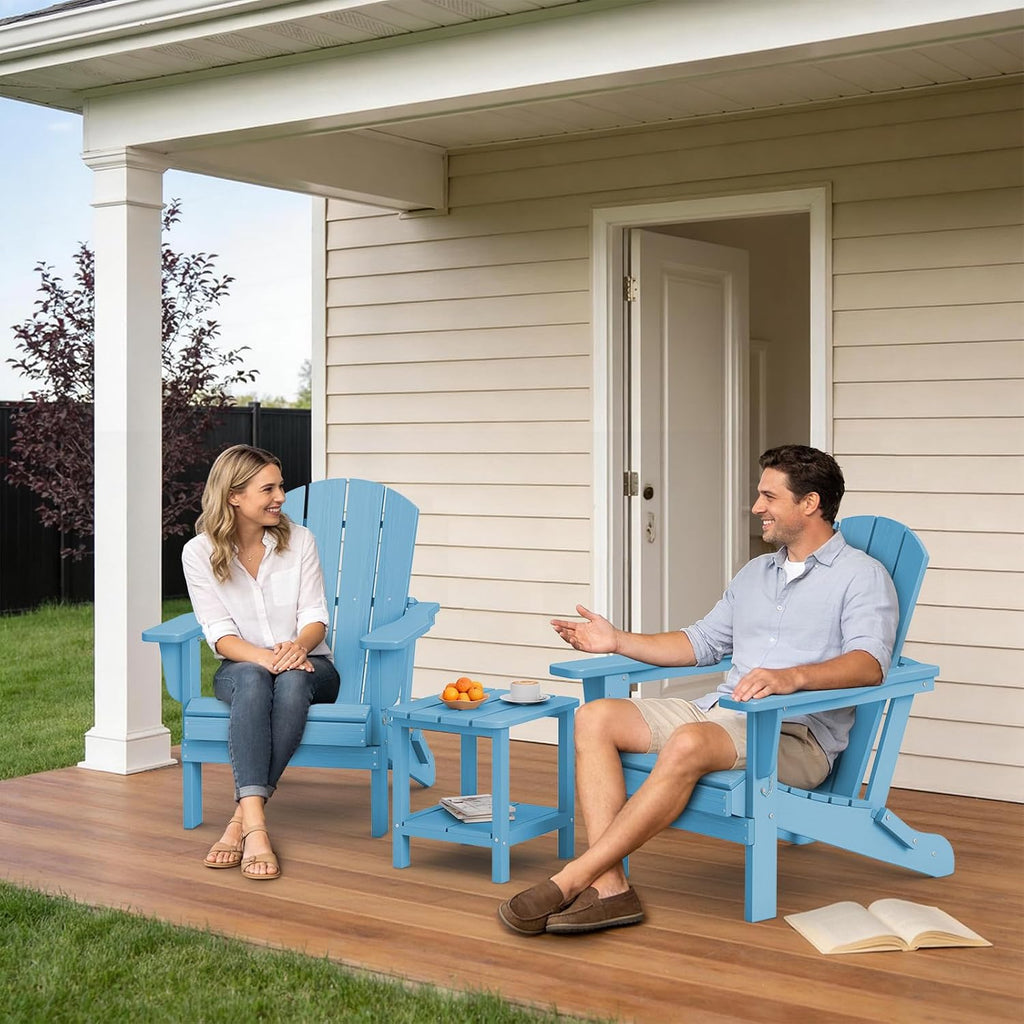 Outdoor Patio Chair, HDPE Plastic Adirondack Chair(2PC)