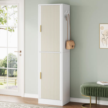 10-Tier Shoe Cabinet with Slipper Rack, White