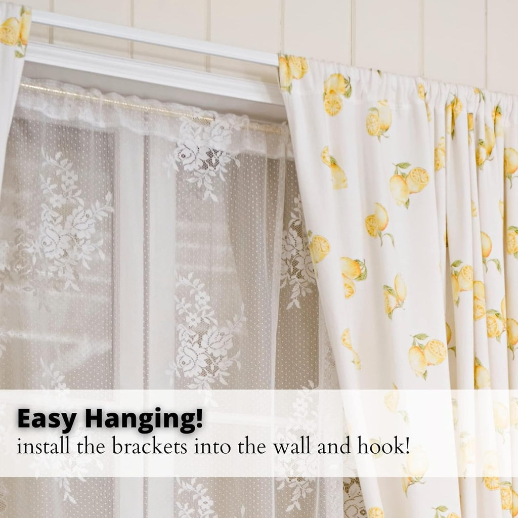 Heavy Duty Single Standard Adjustable Curtain Rod Hardware Included (White, 18"- 28")