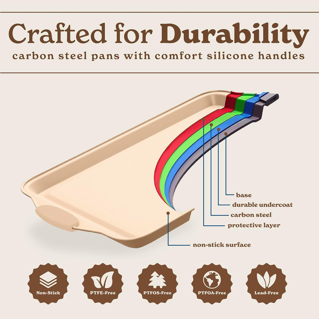 Nonstick Stackable Bakeware Set - Heavy Duty, Durable, Easy Release Set, Gold, 10 Pcs