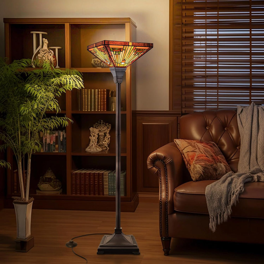 Tiffany Lamp Stained Glass Torchiere Floor Lamp