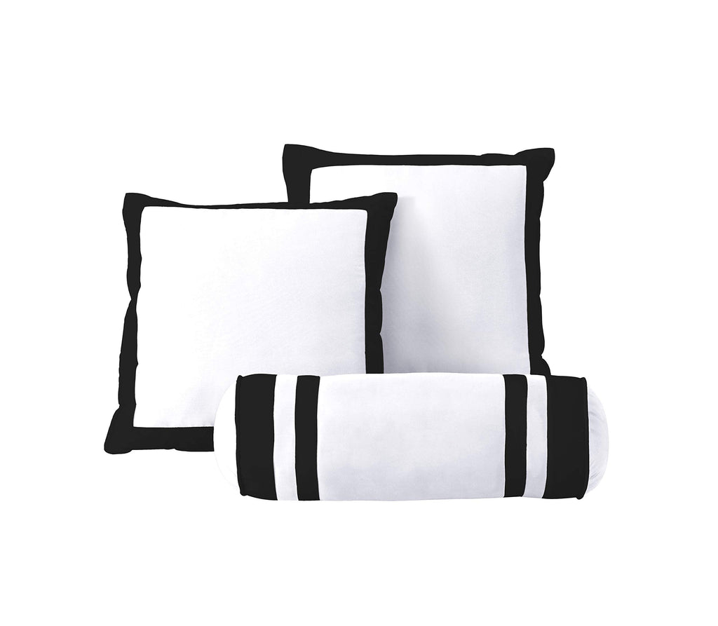 Caprice 7-Piece Hotel Style Comforter Set - White/Black Square Pattern Modern Color Block Bedding with Decorative