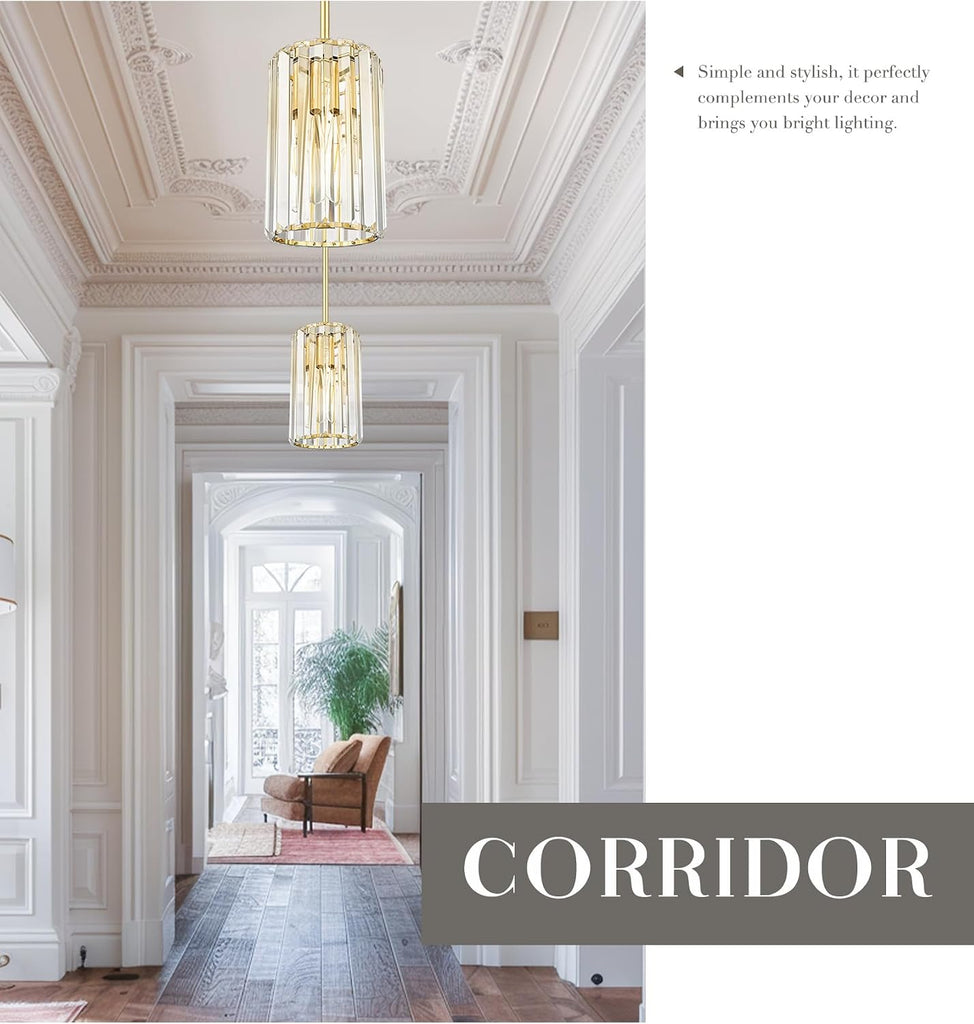 Crystal Pendant Lights, Hanging Light Fixture with Polished Gold Finish, Modern Mini Chandelier, Pendant Lights