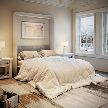 Farmhouse Murphy Bed Queen, 85" Wall Bed Folds to Save Space, Concealed Bed Frame with Hydraulic Rod and Wall Mounted