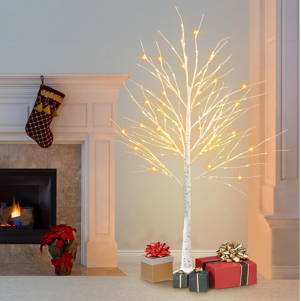 6FT 144 LED 1Pack Lighted Birch Tree, Christmas Deocrations Outdoor Indoor, Decor Room Yard Outside Inside