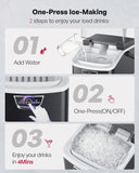 Nugget Ice Maker Countertop with Handle, Ready in 4 Mins, Max 40lbs/24H, Chewable Ice, Self-Cleaning, Portable Sonic