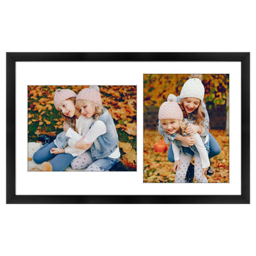 8x10 Collage Picture Frame, Solid Wood&Real Glass, 2 Photos
